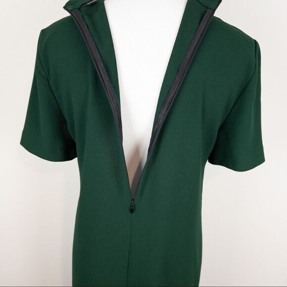 Zara Woman Dark Green Choker Mini Dress Size XS Shift Shortsleeve Modern - Picture 7 of 9